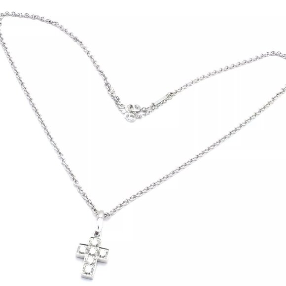 Authentic! Cartier 18k White Gold Diamond Cross Pendant Chain Necklace - Picture 12 of 13